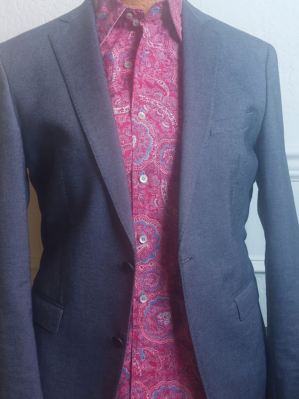 BOSS Men's Blue/Grey Blazer - Classic Tailored Jacket